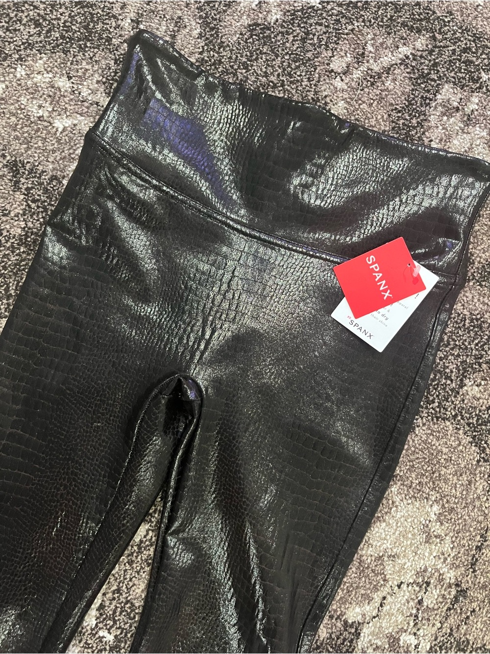 SPANX Brown Faux Leather Croc-Embossed Kids Leggings